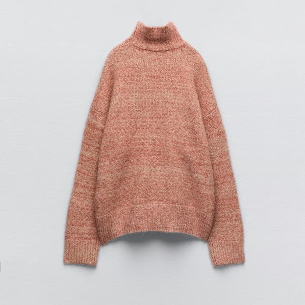 Zara Soft Peach Turtleneck Sweater